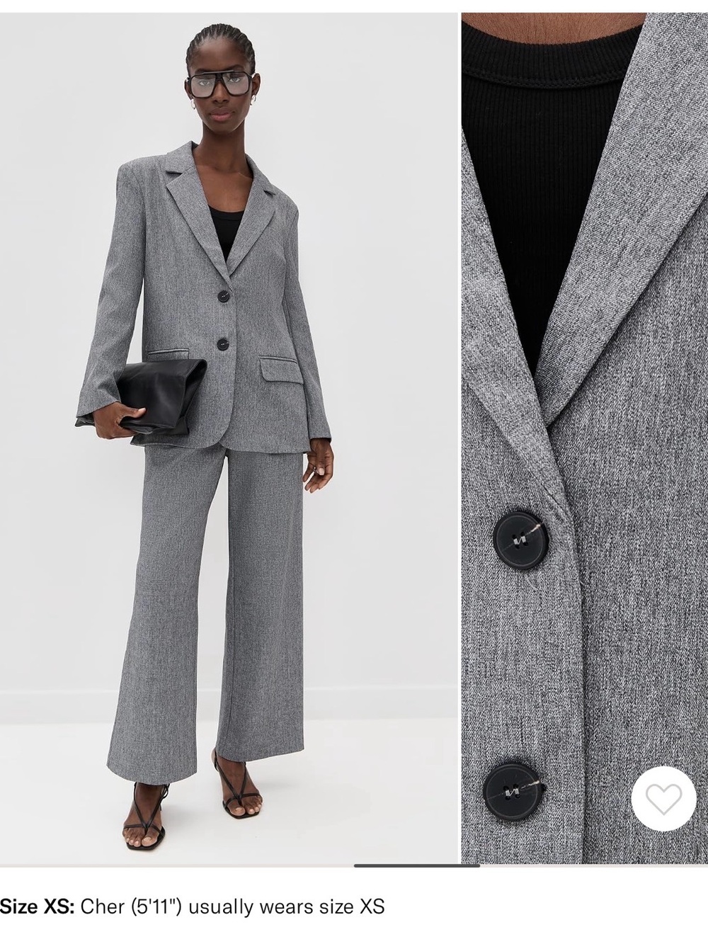 Women's Gray Tailored Blazer & Wide-Leg Pants Set